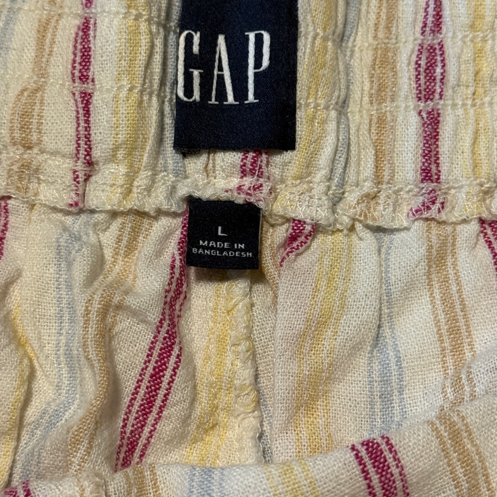 GAP Linen Blend Striped Shorts Women’s Large Elastic Waist Pull On - Picture 2 of 9